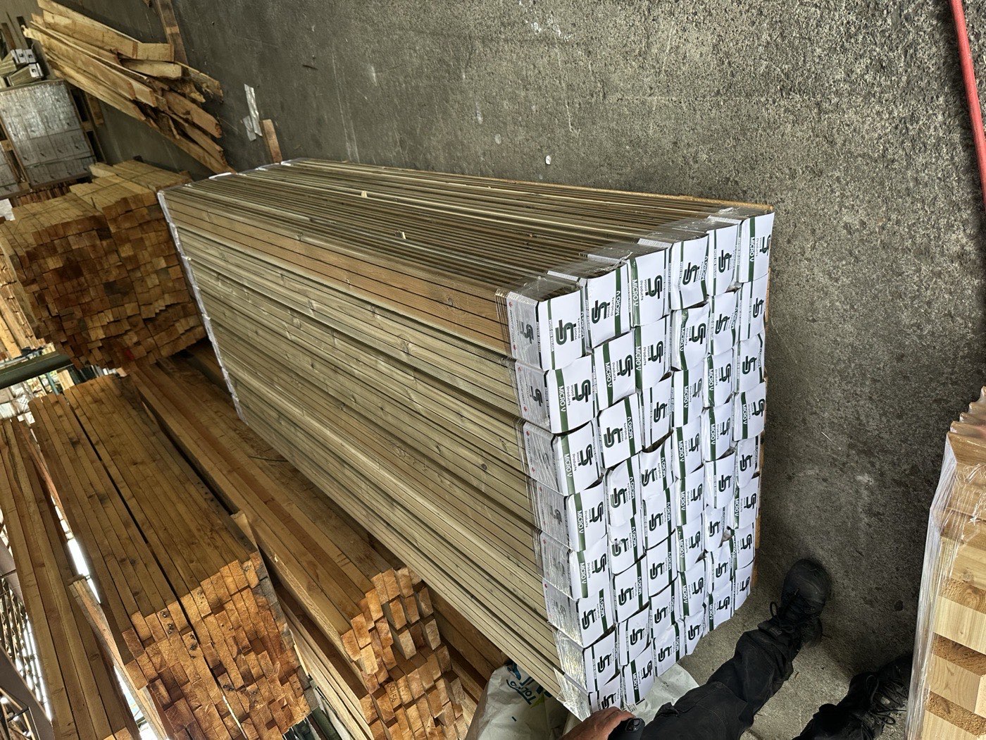 Wrapped and labelled lumber pack ready for shipment