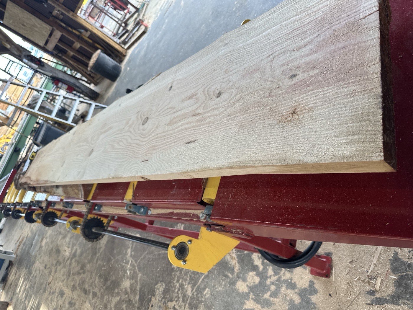 Douglas Fir board moving through the resaw line at the Parksville plant